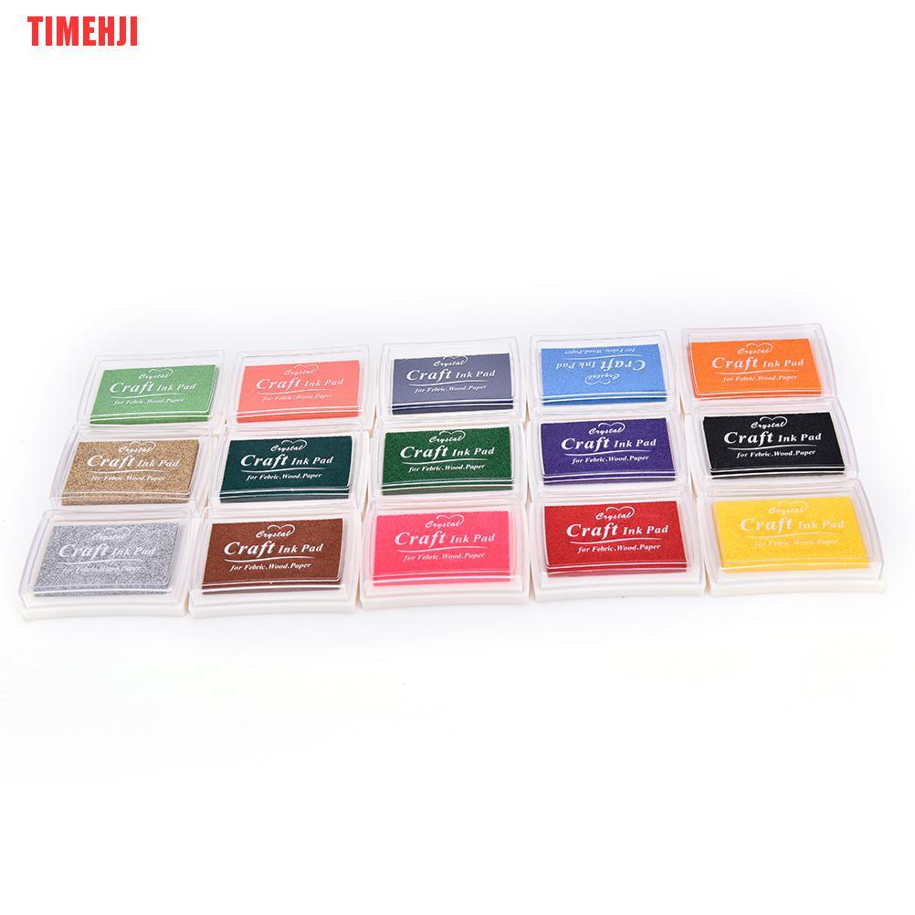 TIMEHJI NEW Free Shipping Child Craft Oil Based DIY Ink Pad Rubber Stamps Fabric Wood Paper Scrapbooking 15 Colors Inkpad Finger Paint