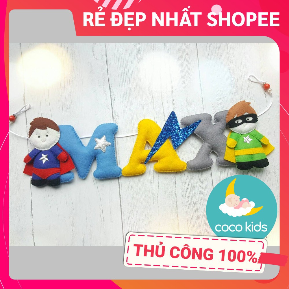 [ĐẸP NHẤT SHOPEE - FREESHIP] Bảng tên treo phòng ngủ handmade, bảng tên tròn trang trí thôi nôi cực đẹp SIÊU ANH HÙNG