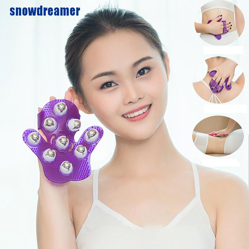 [Hàng mới về] Găng tay mát xa cơ thể với 9 hạt lăn bằng kim loại thiết kế hình bàn tay tiện lợi