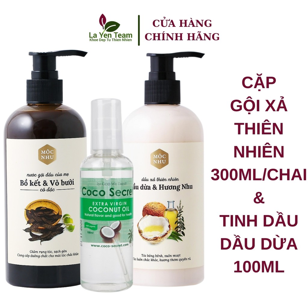 Nước Gội Bồ Kết Vỏ Bưởi ⚡️COMBO HẤP DẪN⚡️ 300 ml & Dầu Xả Dầu Dừa Hương Nhu Mộc Nhu 300 ml