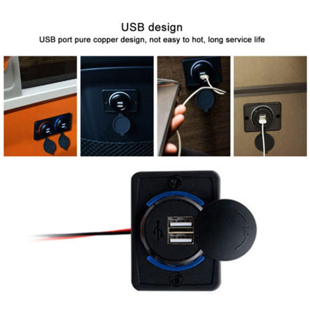 Ổ Cắm Sạc Hai Cổng USB Có Đèn LED Cho Xe Hơi