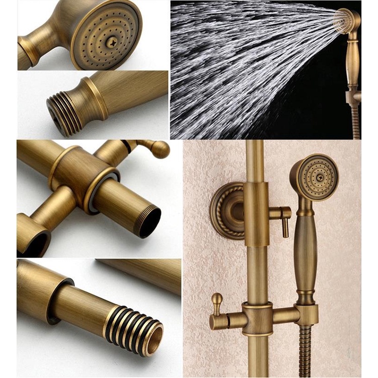 Bộ sen cây tắm đứng nóng lạnh bằng đồng Giả Cổ cao cấp