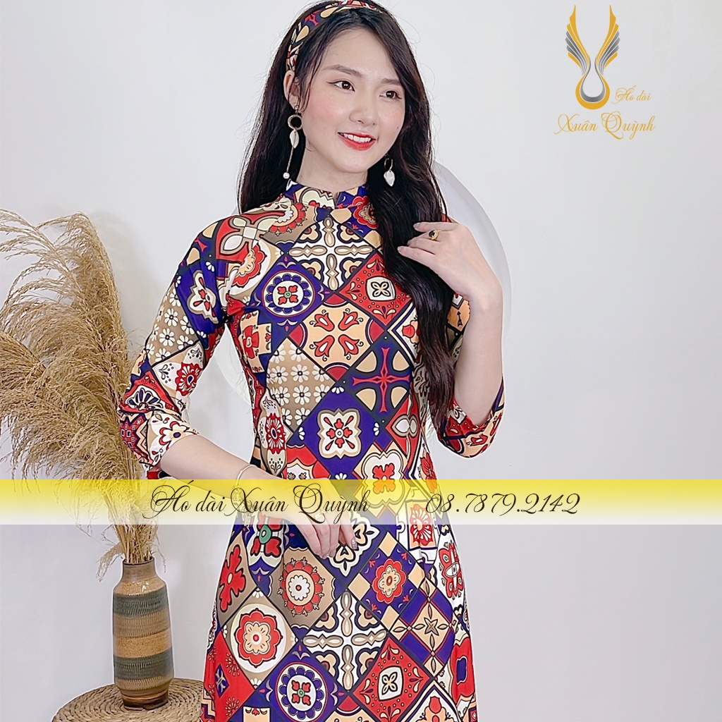 Áo Dài Cô Ba Sài Gòn Trẻ Trung Duyên Dángh Lụa Habutai Tặng Tuban K75 - Áo Dài Xuân Quỳnh