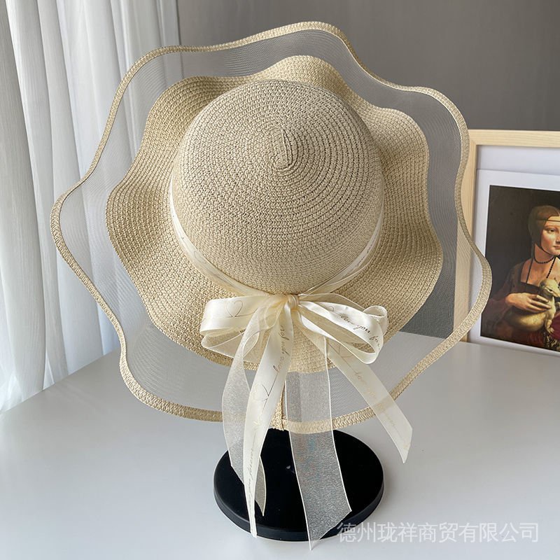 Nón Cói Rộng Vành Phối Nơ Thời Trang Đi Biển Mùa Hè Cho Nữ