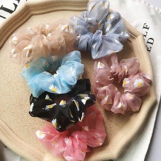 Cột Tóc Vải Scrunchies Hoa Cúc Nhiều Màu Mới