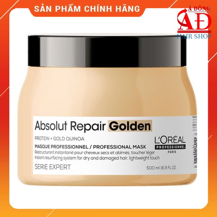 MẶT NẠ Ủ NHŨ VÀNG LOREAL ABSOLUTE REPAIR &quot;GOLDEN&quot; GOLD QUINOA 2021 CHO TÓC HƯ TỔN NẶNG 500ML