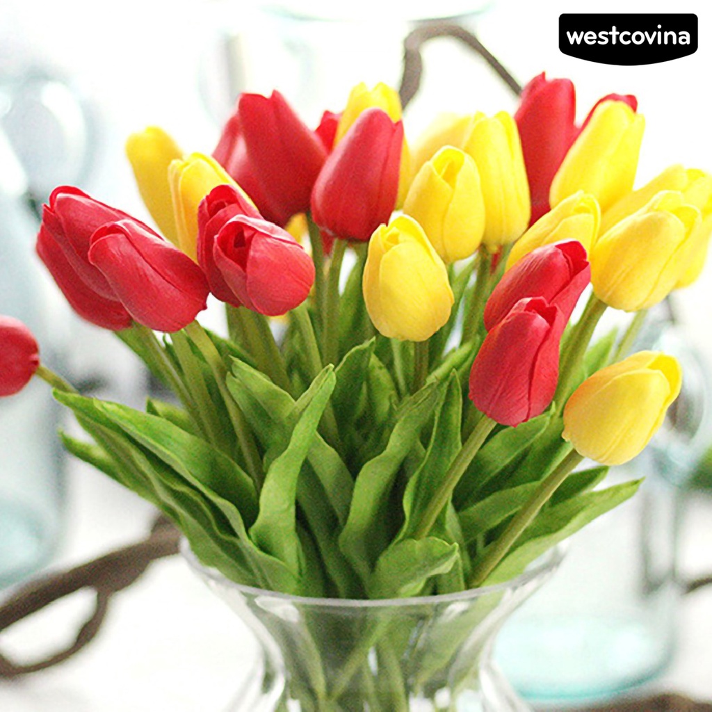 Bộ 10 hoa tulip nhân tạo dùng làm phụ kiện chụp ảnh/đám cưới