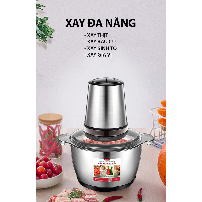 Máy Xay Thịt Đa Năng Jubilee Công Suất 250W Inox 304 Dung Tích 2L, 4 Lưỡi Dao Không Gỉ Bén Xay Thịt, Thức Ăn Nhanh Chóng