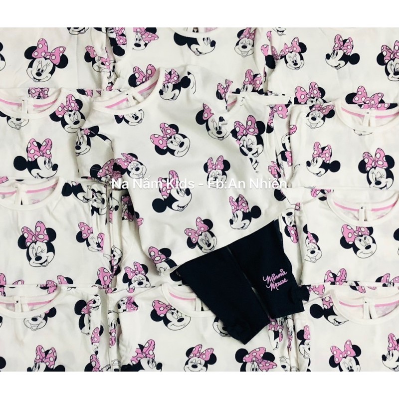 Bộ Disney Minnie áo cộc quần legging bé gái