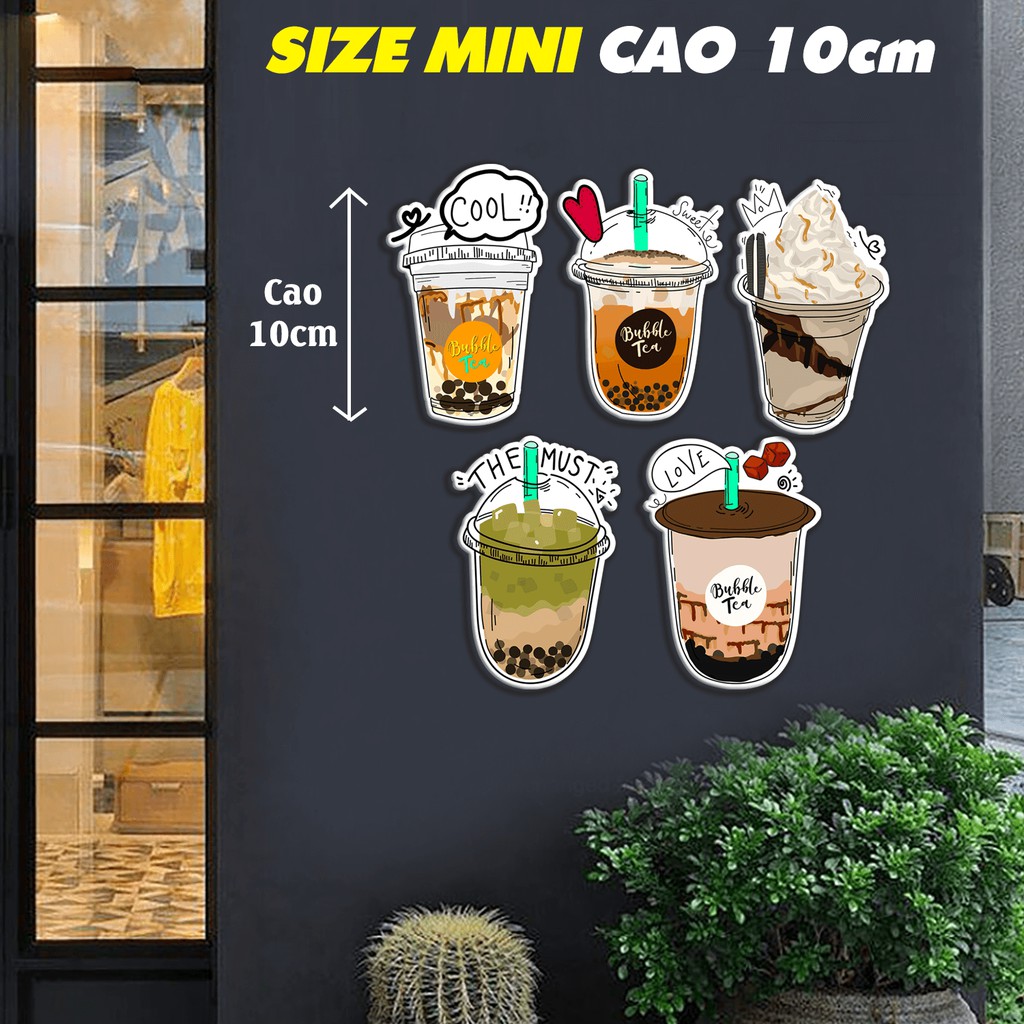 Sticker hình dán trà sữa 𝑭𝒓𝒆𝒆𝒔𝒉𝒊𝒑 trang trí quán cà phê, trà sữa, quán ăn... decal siêu cool loại decal dán tường,tủ kệ