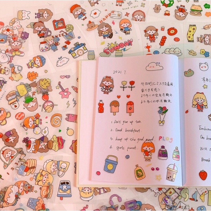 1 tấm sticker chiết lẻ từ hộp 100 tấm siêu cute 🥝🥕🍍🍞🥨☁️🌩❄️🪐⭐️🍂🍄🌷 | BigBuy360 - bigbuy360.vn
