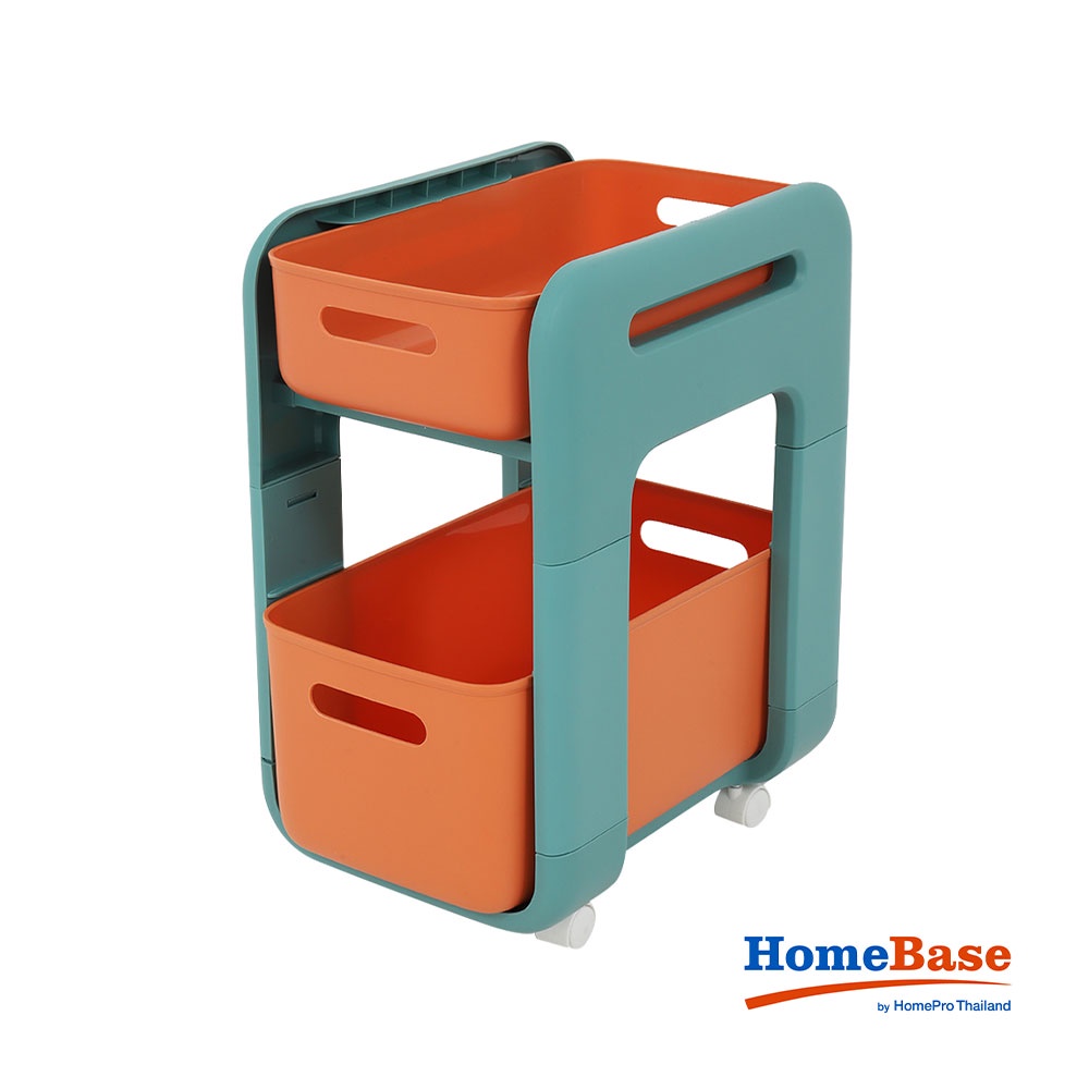 HomeBase STACKO kệ nhựa đa năng 2 tầng Maru W25.5xH48.5xD38cm màu cam