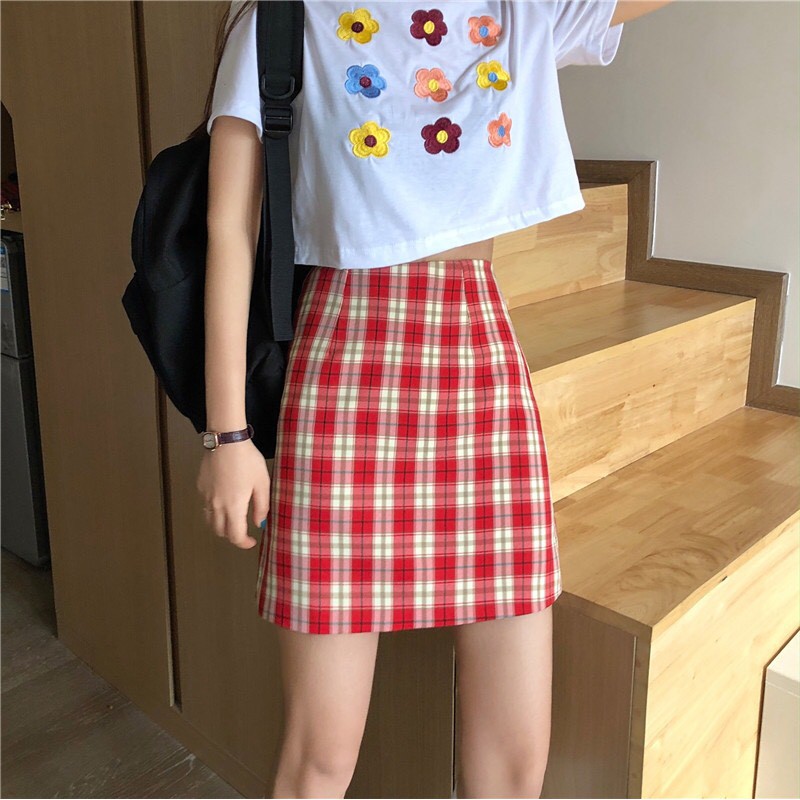 CHÂN VÁY KẺ CARO - CHÂN VÁY MINI XẺ BÊN KÉO CHUN LÓT - CHÂN VÁY CARO CHỮ A LƯNG CAO 4 màu | BigBuy360 - bigbuy360.vn