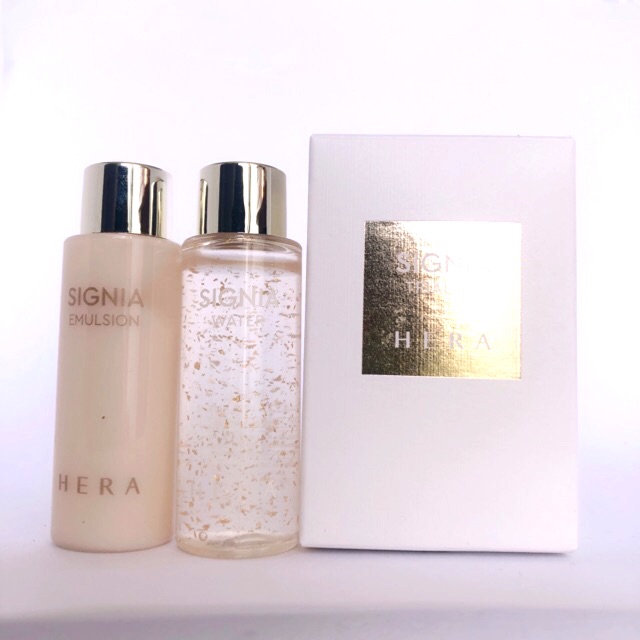 Cặp Nước hoa hồng Sữa dưỡng tế bào gốc tái sinh trẻ hóa da Hera Signia chứa vàng 24k quý hiếm 20ml