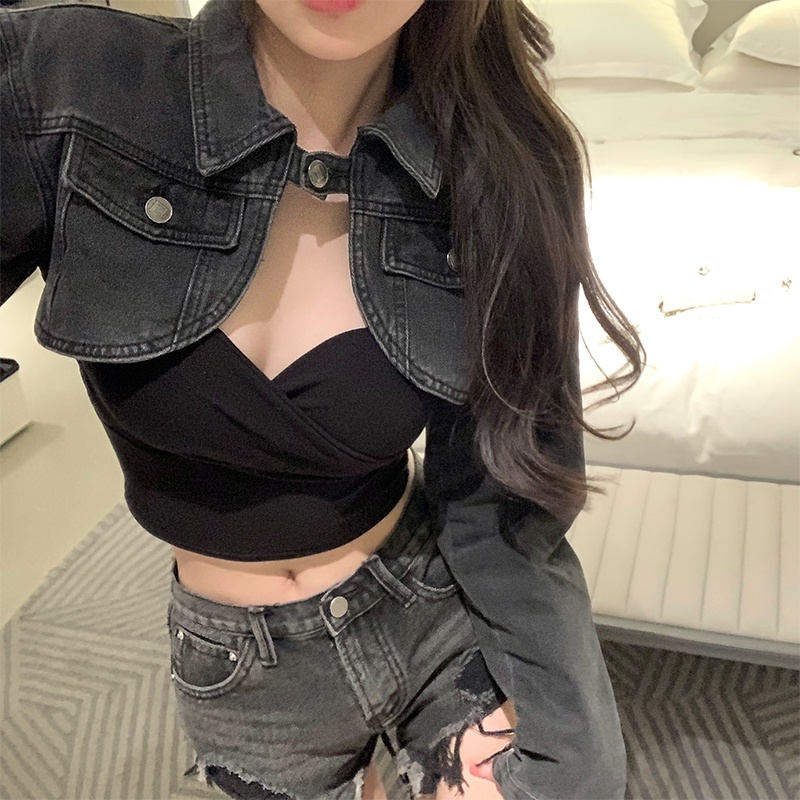 Áo Khoác Denim Ngắn Thời Trang Mùa Thu Dành Cho Nữ