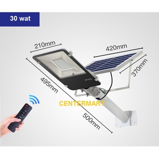 Đèn đường năng lượng mặt trời 30 wat tấm pin NLMT rời - điều khiển từ xa - cảm ứng hồng ngoại