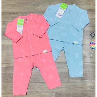 LULLABY Bộ cài giữa dài tay sợi tre 0-9 tháng, hàng cao cấp chính hãng
