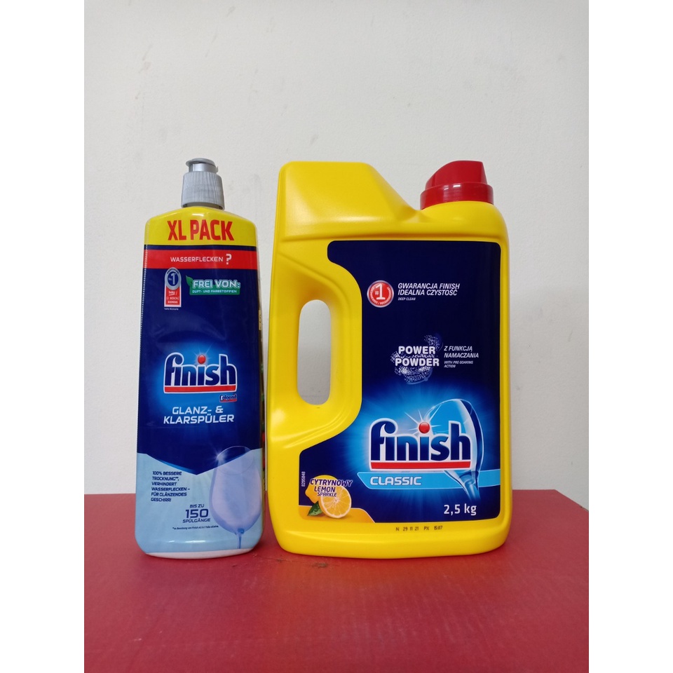 Combo Bột rửa bát Finish 2.0kg+ Nước làm Bóng Finish