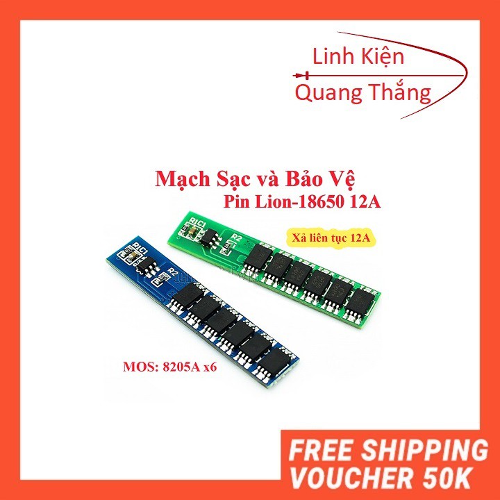 Mạch Sạc Và Bảo Vệ Pin 1 Cell 1s 18650 3.7V 12A- Linhkiendientubk