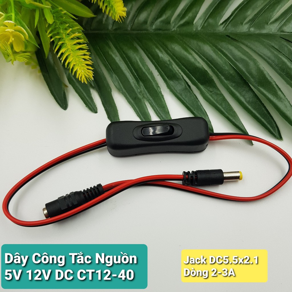 Dây Công Tắc Nguồn 5V 12V DC CT12-40 Dài 40CM, Dây Công Tắc Quạt