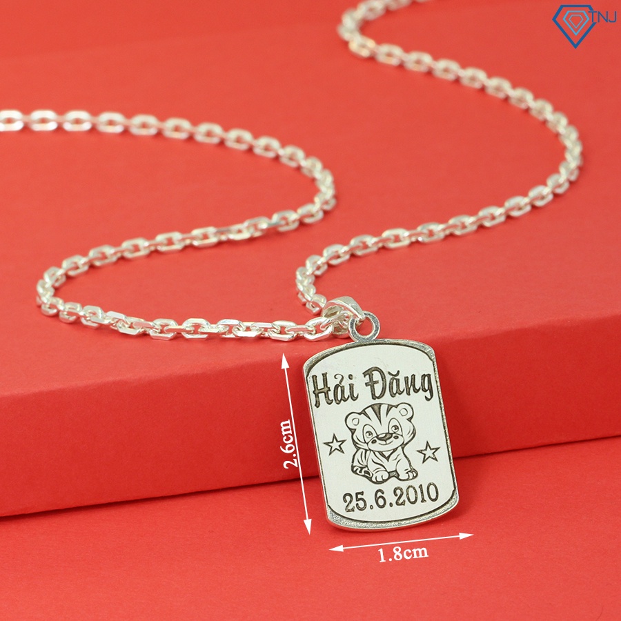 Dây chuyền bạc cho bé trai khắc tên hình con hổ DCT0088 Trang Sức TNJ