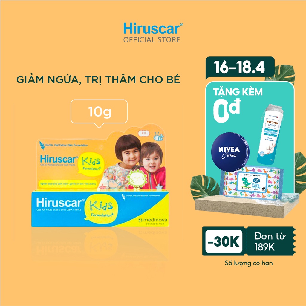 [Mã COSHIRU2 - 8% đơn 150K] Gel cải thiện sẹo và vết thâm ngứa trẻ em Hiruscar Kids 10g