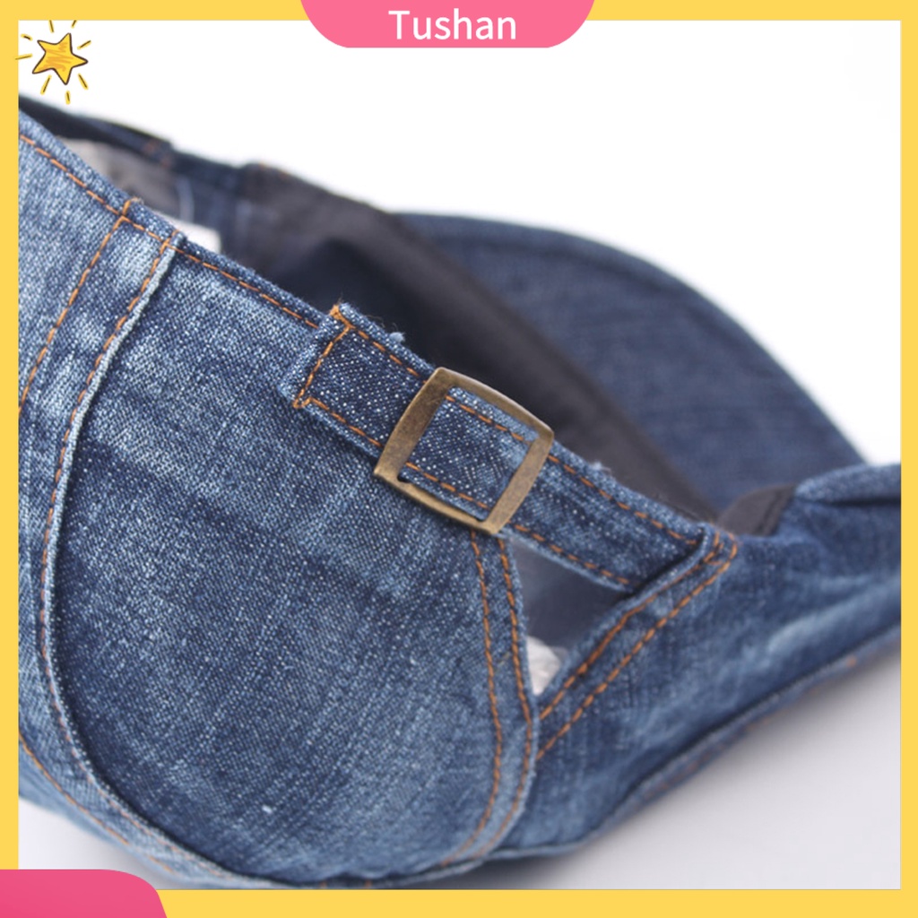 Mũ beret vải jean thoải mái có thể điều chỉnh kích thước