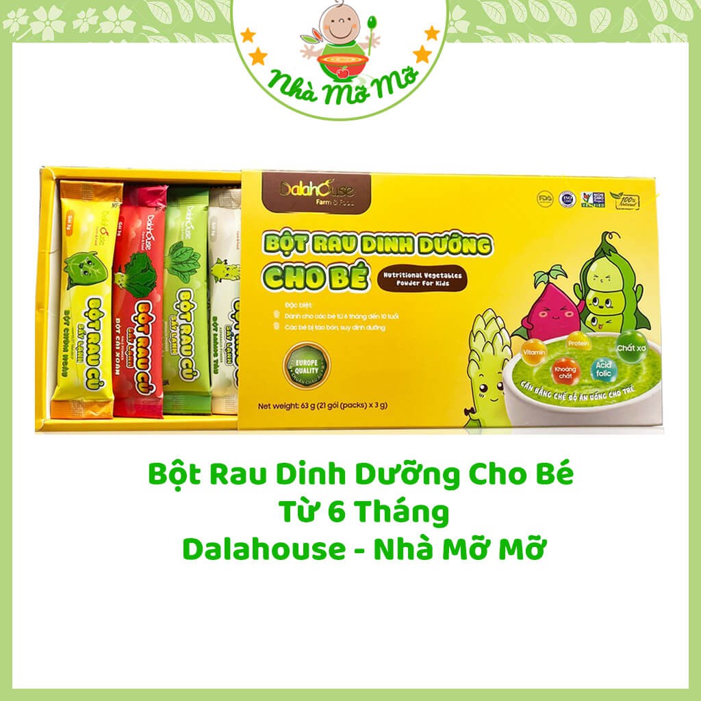 Bột Rau Dinh Dưỡng Cho Bé Dalahouse (Date 11/2022) Hộp 21 Gói 3gr Với 7 vị  - Nhà Mỡ Mỡ