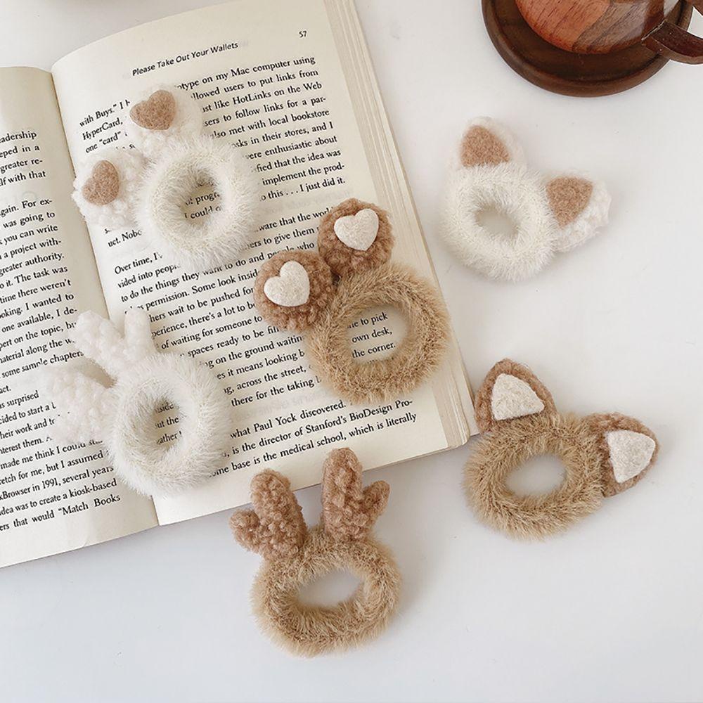 Dây Cột Tóc Co Giãn Hình Tai Mèo Bằng Vải Bông Mềm Mại Cho Nữ