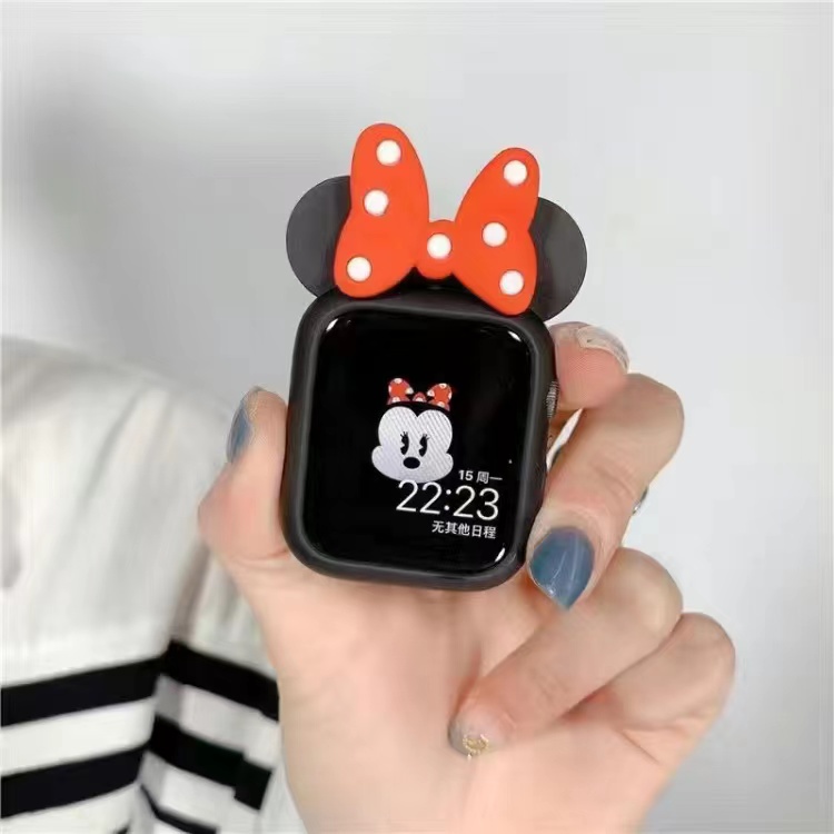Hoạt Hình Ốp Bảo Vệ Bằng Silicon Mềm Hình minnie Cho Apple Watch Se 7 6 5 4 3 2 1 41mm 45mm 44mm 40mm 38mm 42mm