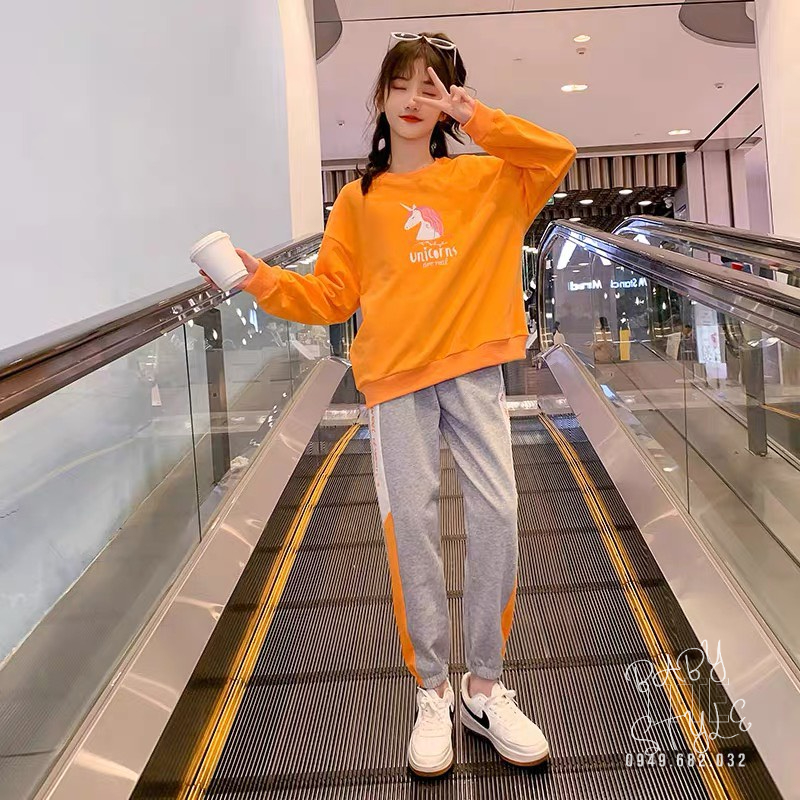 Bộ quần áo nỉ ấm áp thu đông &quot;UNICORN&quot; 14-45kg cho bé gái 4-14 tuổi. Màu sắc tươi sáng, xinh xắn. G45