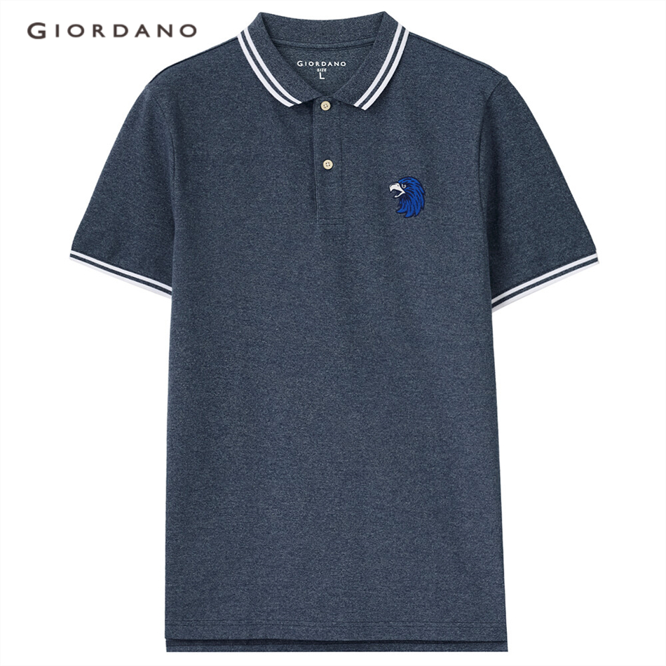 Áo thun GIORDANO cổ polo tay ngắn thêu họa tiết 13010218 | BigBuy360 - bigbuy360.vn