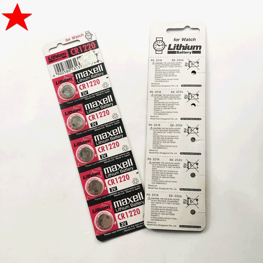 Vỉ Pin CR1220 1220 Maxell lithium 3V Chính Hãng Japan
