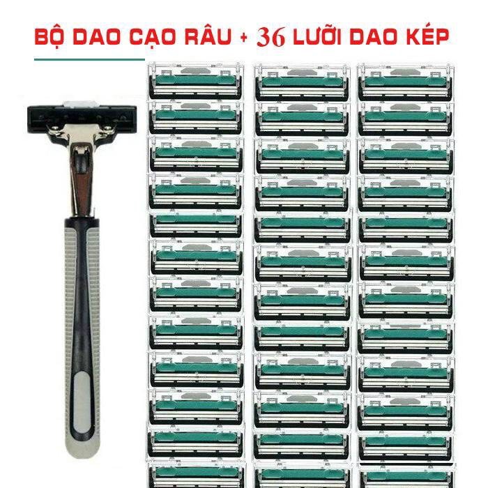 [GIÁ SỐC] BỘ DAO CẠO RÂU 36 LƯỠI CHO NAM TẶNG KEM TUÝT TẠO BỌT