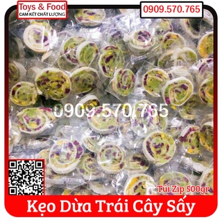 KẸO DỪA TRÁI CẤY SẤY CUỘN BÁNH TRÁNG - Bịch 500gr