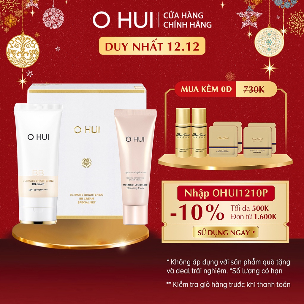 [Mã COSSANG11 giảm 10% đơn 600K] Bộ Kem nền BB Cream che khuyết điểm hoàn hảo OHUI Ultimate Britening SPF50+/PA++++ | BigBuy360 - bigbuy360.vn