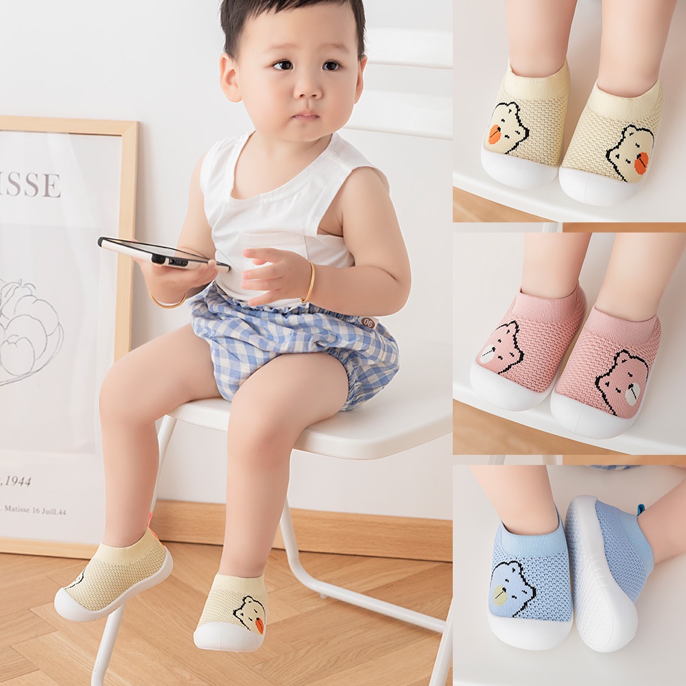 Giày thể thao dệt kim phối lưới thoáng khí mang không trượt thời trang cho bé 6 tháng đến 3 tuổi