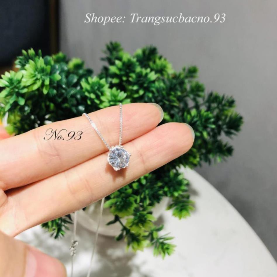 (BẠC CHUẨN)  DÂY CHUYỀN BẠC Ý 925 CHO NỮ MẶT ĐÁ TRÒN PHỤ KIỆN TRANG SỨC CAO CẤP NO.93 VÒNG CỔ NỮ ĐẸP