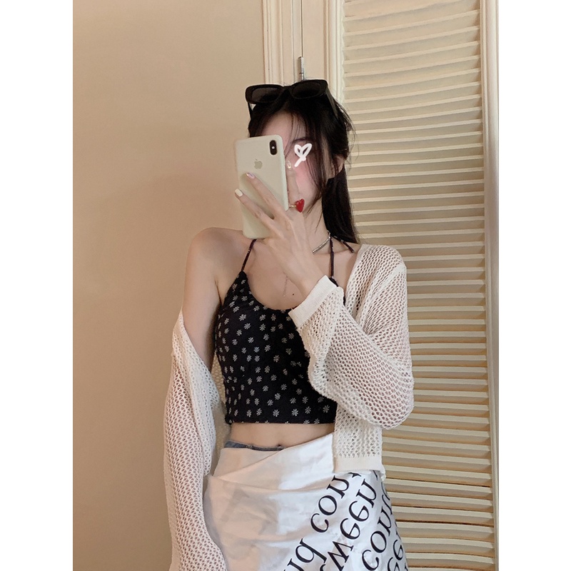 Áo Cổ Yếm Màu Đen/ Áo Khoác HUANG YOYO Phong Cách Hàn Quốc Thời Trang Cho Nữ