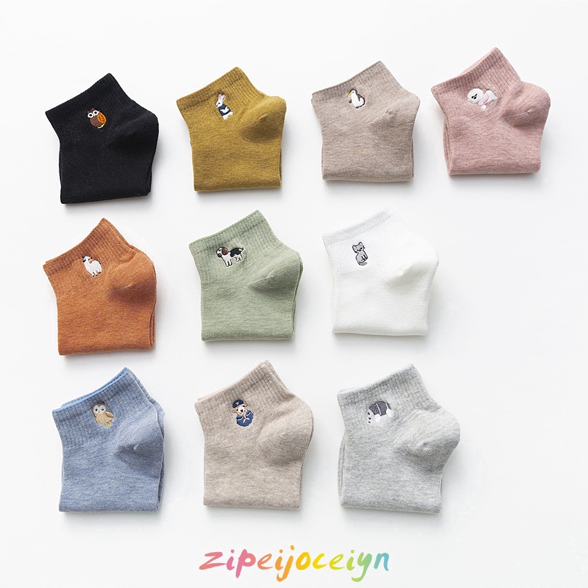 Vớ cotton thêu họa tiết hoạt hình dễ thương