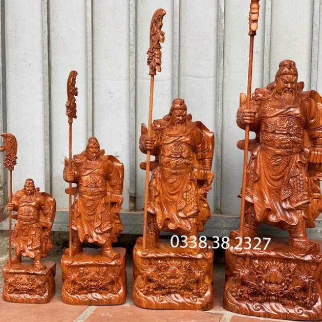 Tượng quan công quan văn trường đế hổ phù cao 20cm và 30cm được làm bằng gỗ hương nguyên khối