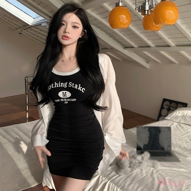 Đầm Dây Nữ In Chữ Quyến Rũ