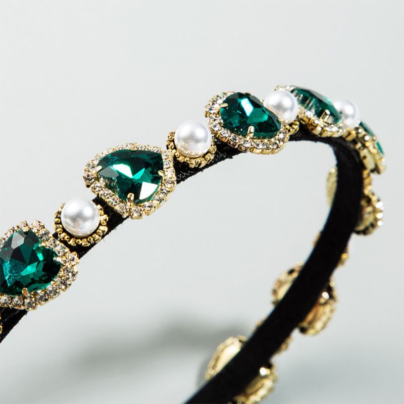 Cài Tóc Hợp Kim Đính Đá / Thủy Tinh / Ngọc Trai Hình Trái Tim Phong Cách Baroque Cổ Điển Cho Nữ