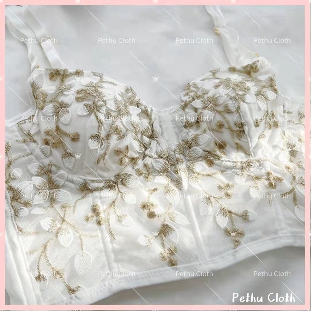 ( Q1,HCM）Sexy Áo lót Bra ren nữHàn Quốc Bralette Bộ Dây Đan Chéo Có Gọng Đệm Mỏng Siêu--A02