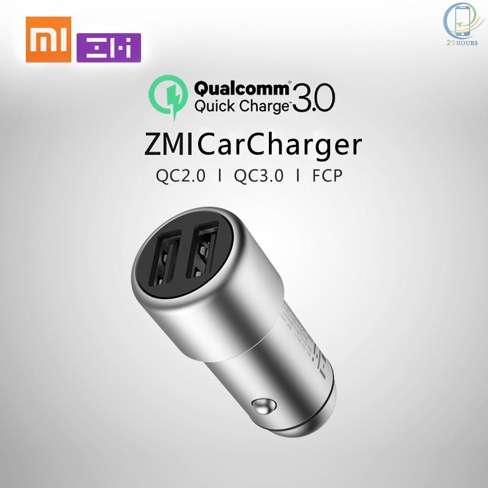 Cốc Sạc Nhanh 25 Giờ Xiaomi Zmis Qc3.0 Cổng Usb Kép 5v/3a 9v/2a 12v/1.5a Cho Xe Hơi