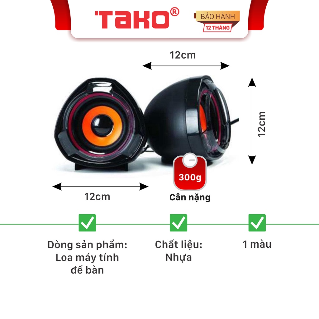 Loa siêu trầm 2.0 TAKO A730 cho máy tính để bàn. Chính hãng Tako, BH 12 tháng