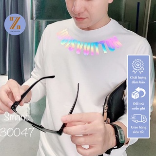 Áo thun dài tay bo gấu ZONE UNISEX áo thun dài tay nam nữ họa tiết L.V quang vòng cổ phản quang 7 màu