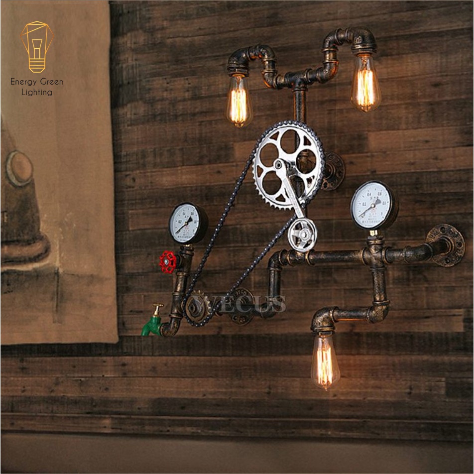 Đèn Tường Energy Green Lighting Retro DT-7869 - Hình Ống Nước - Kiểu Dáng Cổ Điển - Tặng Kèm 3 Bóng T64