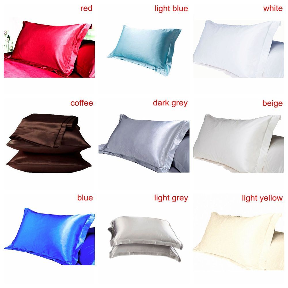 Vỏ Gối Lụa Satin Hình Chữ Nhật Nhiều Màu Sắc Kích Thước 50*70cm