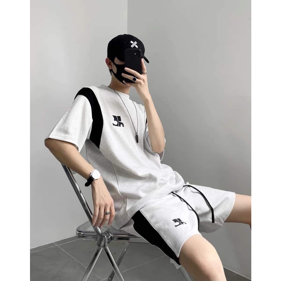 Bộ Phông Nam Cổ Tròn  Phối Màu Đen Trắng Lịch Sự Chất Cotton Hàn Mịn Thấm Hút Mồ Hôi Tốt